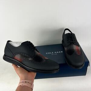 Cole Haan Original Grand Shortwing Oxfords Men's 10.5 Black Lace Up Casual Shoes